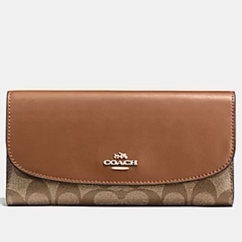 Coach Signature Canvas Logo & Leather Trifold Wallet